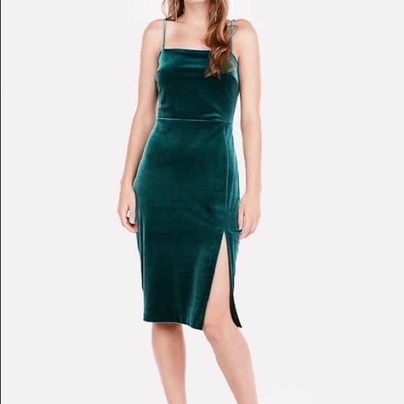 Express Velvet Front Slit Sheath Dress - Picture 4 of 4